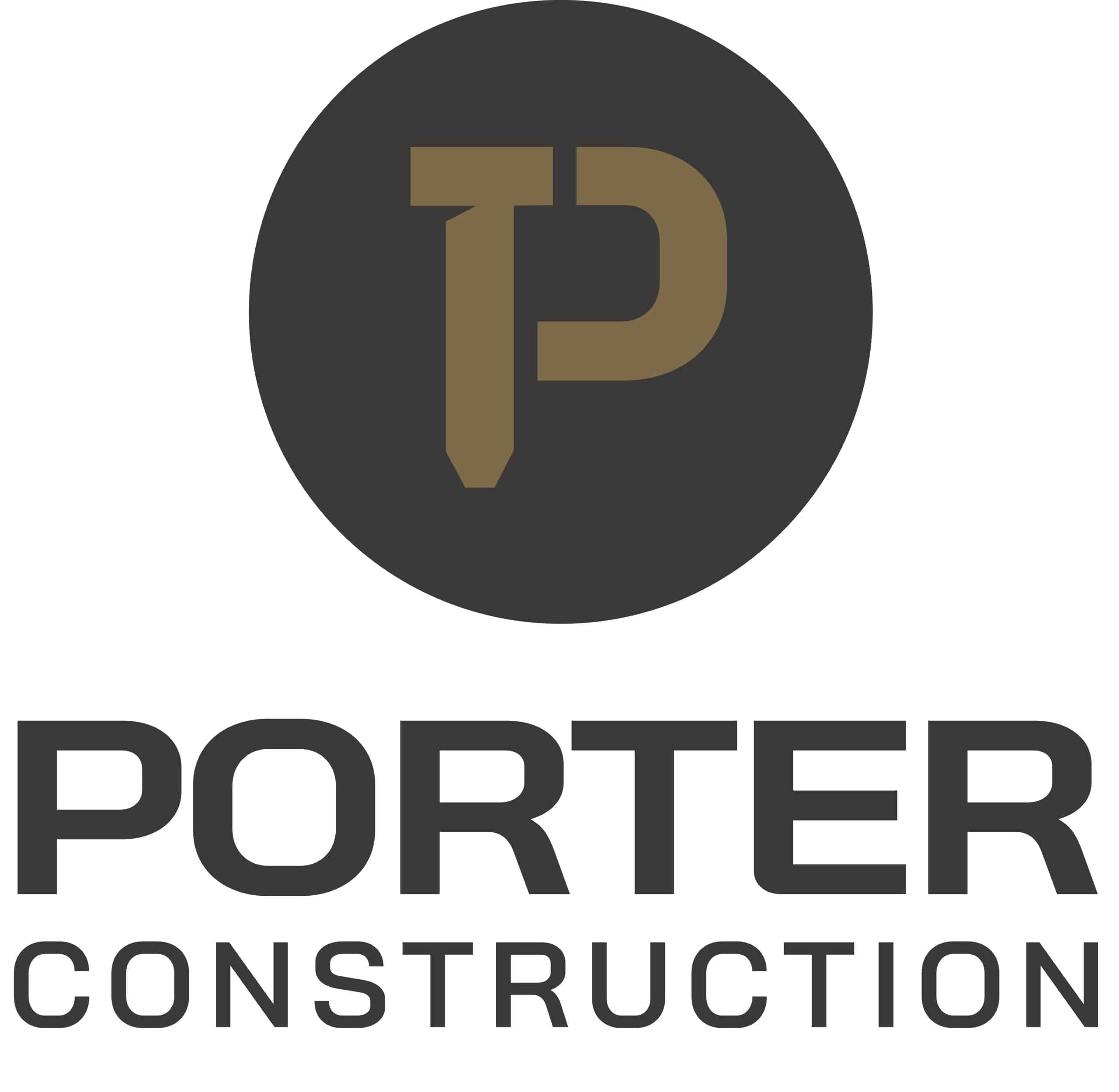 Porter Construction_Tan-on-Grey_Typemark_Stacked Circle